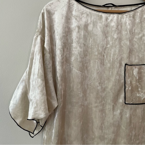 Zara Champagne Velour Crushed Velvet Long Tunic Top- Size Small (bin 2E) - Picture 3 of 4